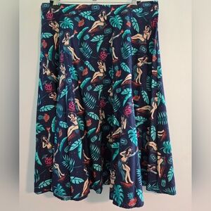 Tropical Tiki Hula Print Women's Skirt L